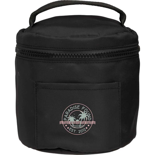 Front View of Black Wellable Recycled Round Travel Case