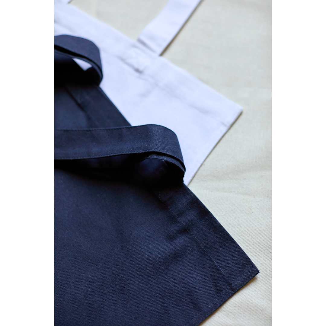 Front View of Blue Double-Stitched 8oz Organic Cotton Tote