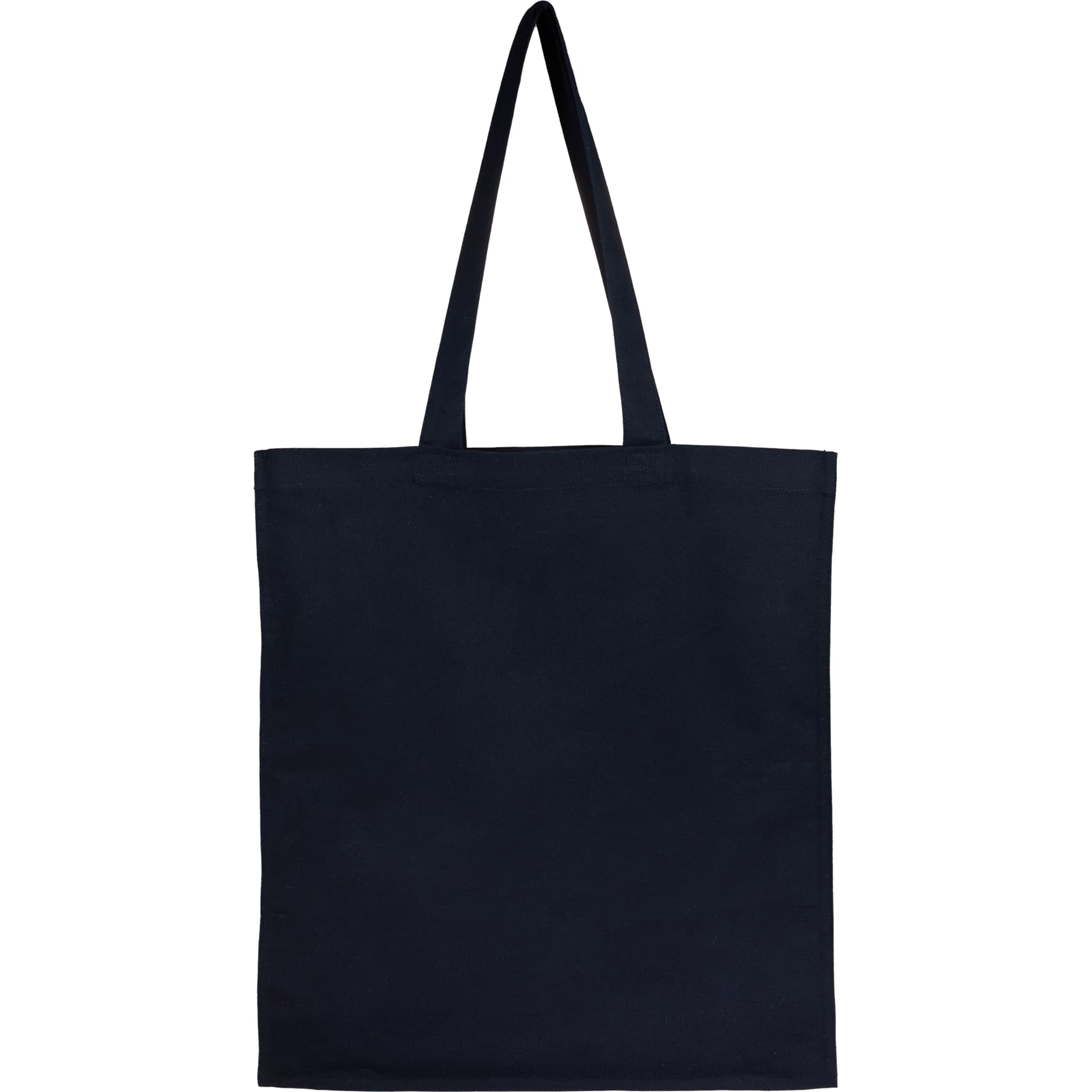 Rear View of Blue Organic 8oz Cotton Double Stitch Tote