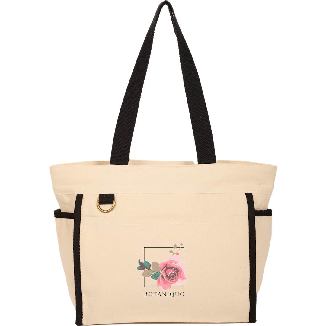 Front View of Natural 10oz Organic Cotton Accent Tote