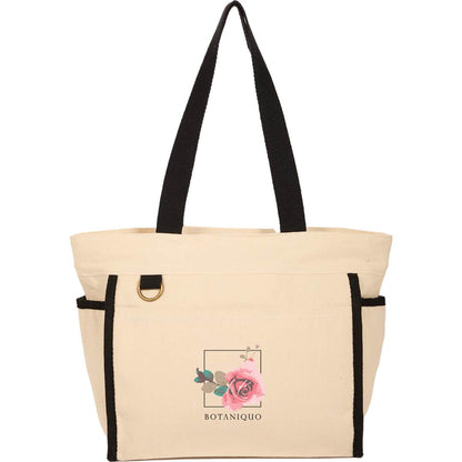 Front View of Natural 10oz Organic Cotton Accent Tote