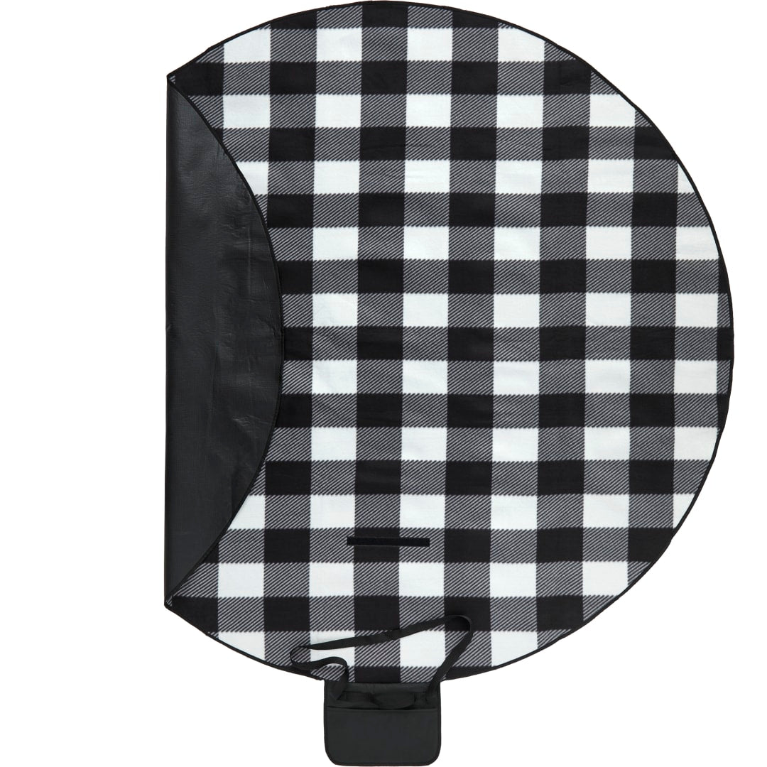Black Oversized 6' Round Recycled PET Picnic Blanket