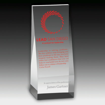 Laser Engraved Angled Obelisk Award - 6"