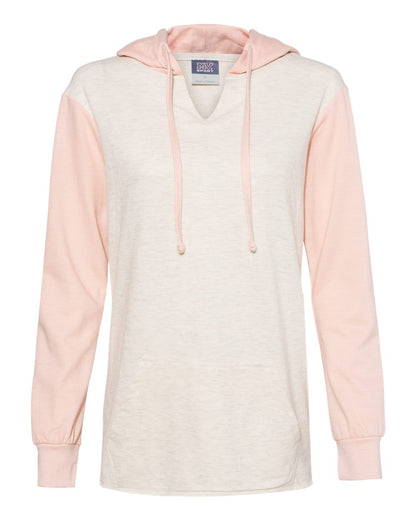 Women’s French Terry Hooded Pullover with Colorblocked Sleeves - W20145