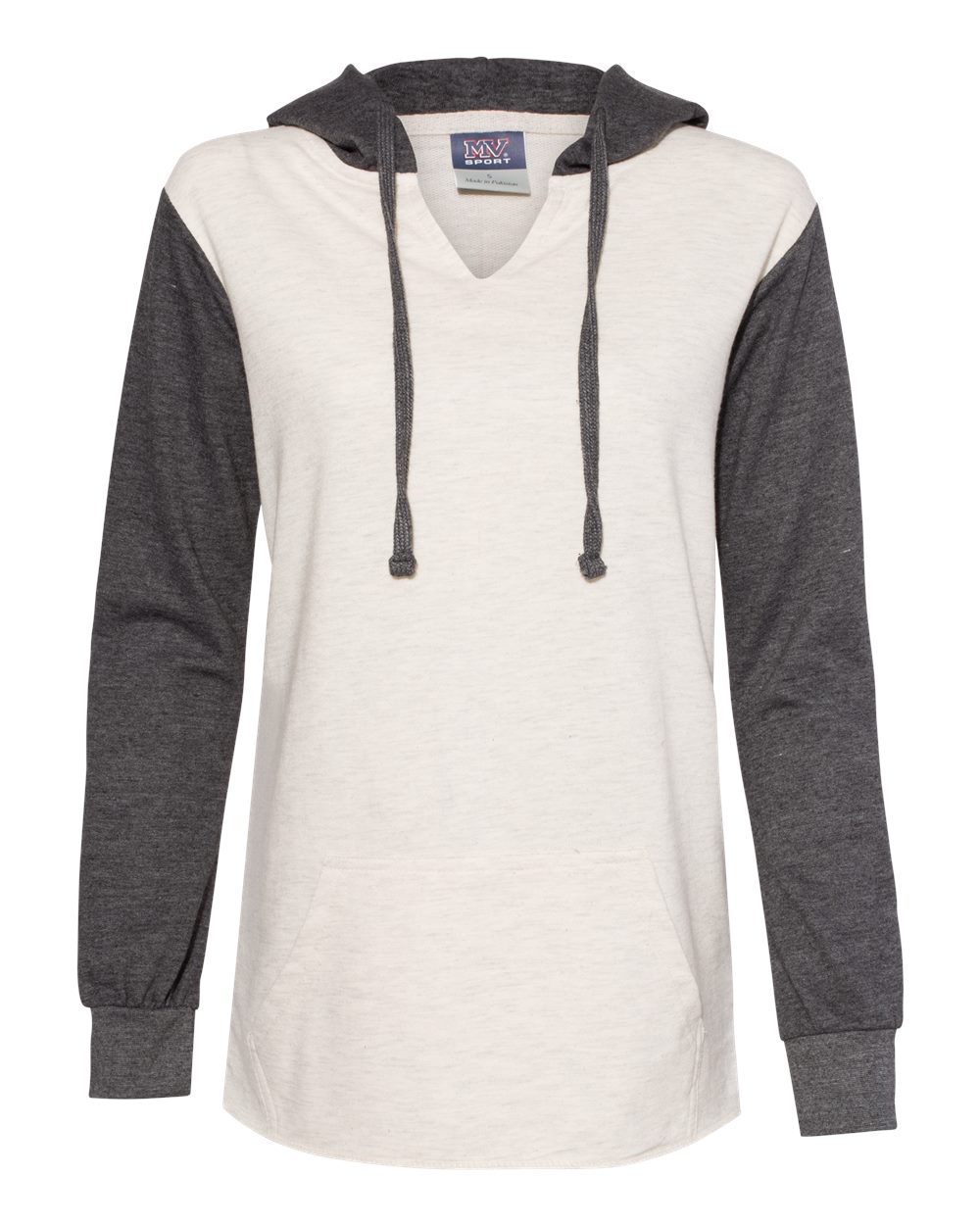 Women’s French Terry Hooded Pullover with Colorblocked Sleeves - W20145