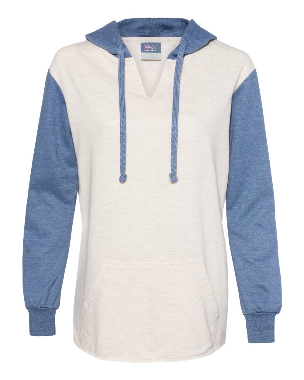Women’s French Terry Hooded Pullover with Colorblocked Sleeves - W20145