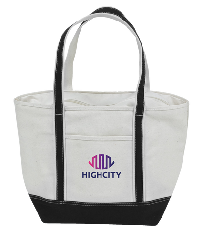 Natural / Black Sailway Zippered Tote Bag