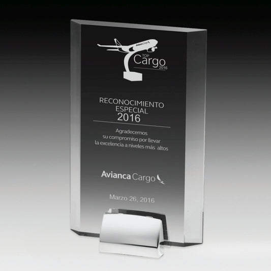 Rectangular Beveled Award w/ Chrome Base (5" x 7 3/4" x 3/4") - 4 Color Process