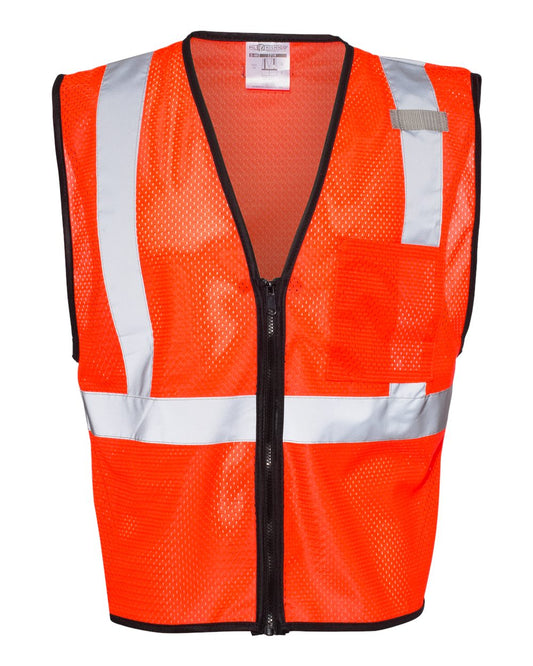 Unisex Single Pocket Zipper Mesh Class 2 Vest - 1519-1520