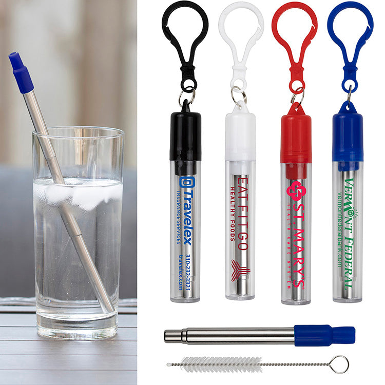 “Eco-Collapsible Straw” 8” Reusable Stainless Steel Straw