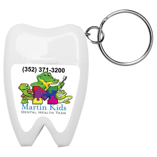 “Happy Teeth” Tooth Shaped Dental Floss Dispenser with Keyring
