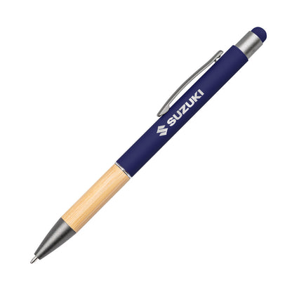 Assias Aluminum Pen w/Bamboo Grip & Blue Refill