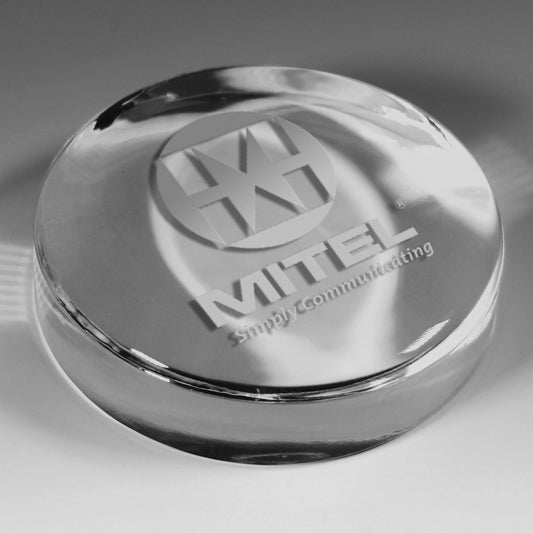 Prestige Round Glass Paperweight (Screen Print)