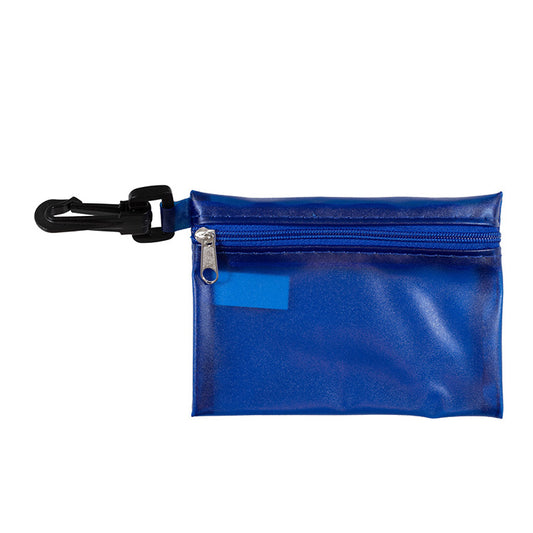 "TROUTDALE" 13 Piece First Aid Kit inTranslucent Zipper Kit with Plastic Carabiner Attachment