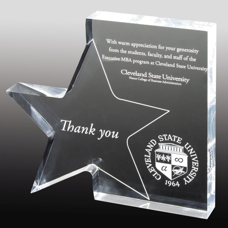 Standing Star Award (7 3/4" x 7" x 1") - Laser Engraved