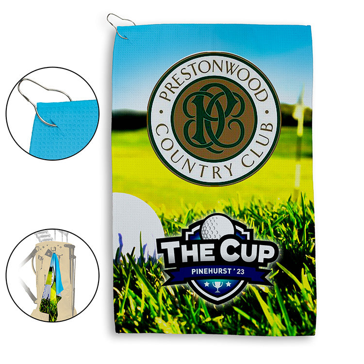 Green "The Eagle" Full-Color Waffle Weave Golf Towel