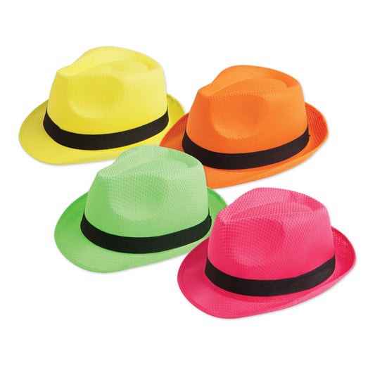Assorted 12 Pack Assorted Colors Neon Fedora