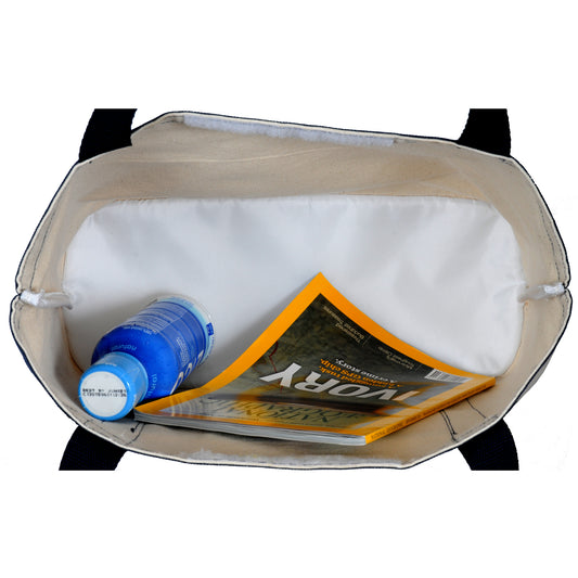 Navy Blue-Natural Coastal Cotton Insulated Tote