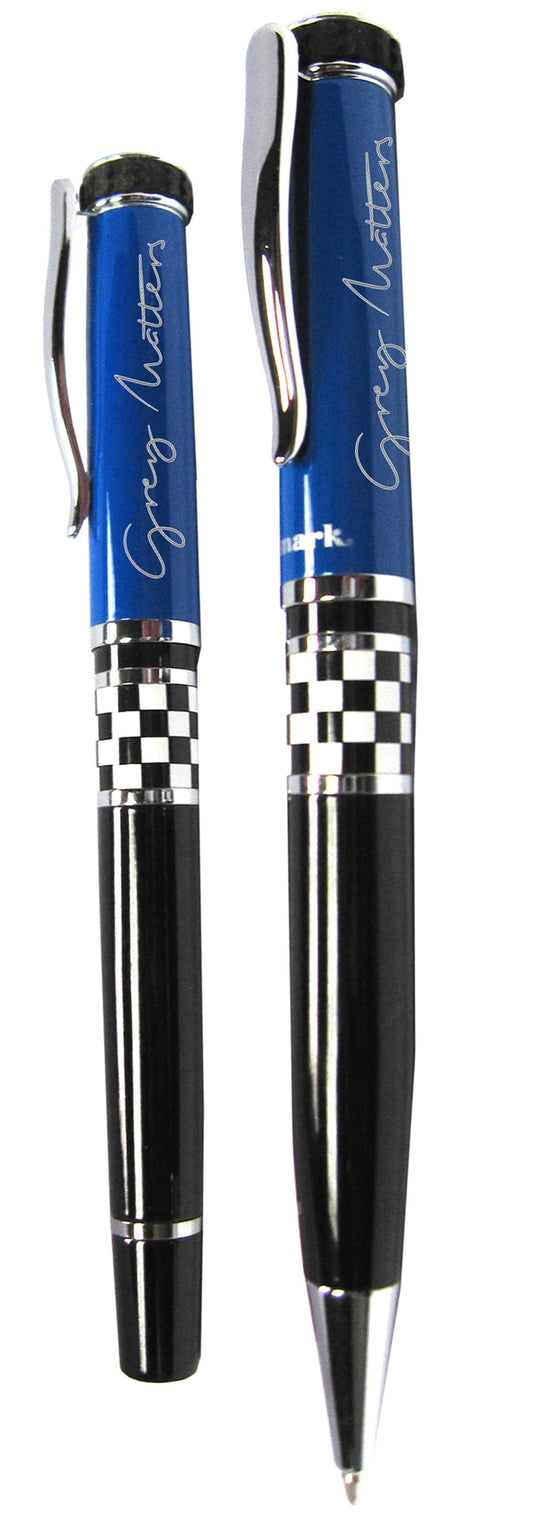 Itread Checkered Flag Wheeltop Ballpoint & Rollerball Set