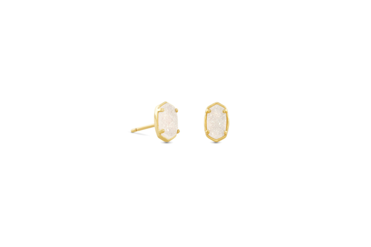 Kendra Scott Emilie Gold Stud Earrings in Iridescent Drusy