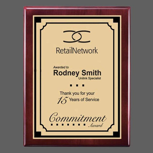 Oakleigh/Everett Plaque - Rosewood/Satin Gold