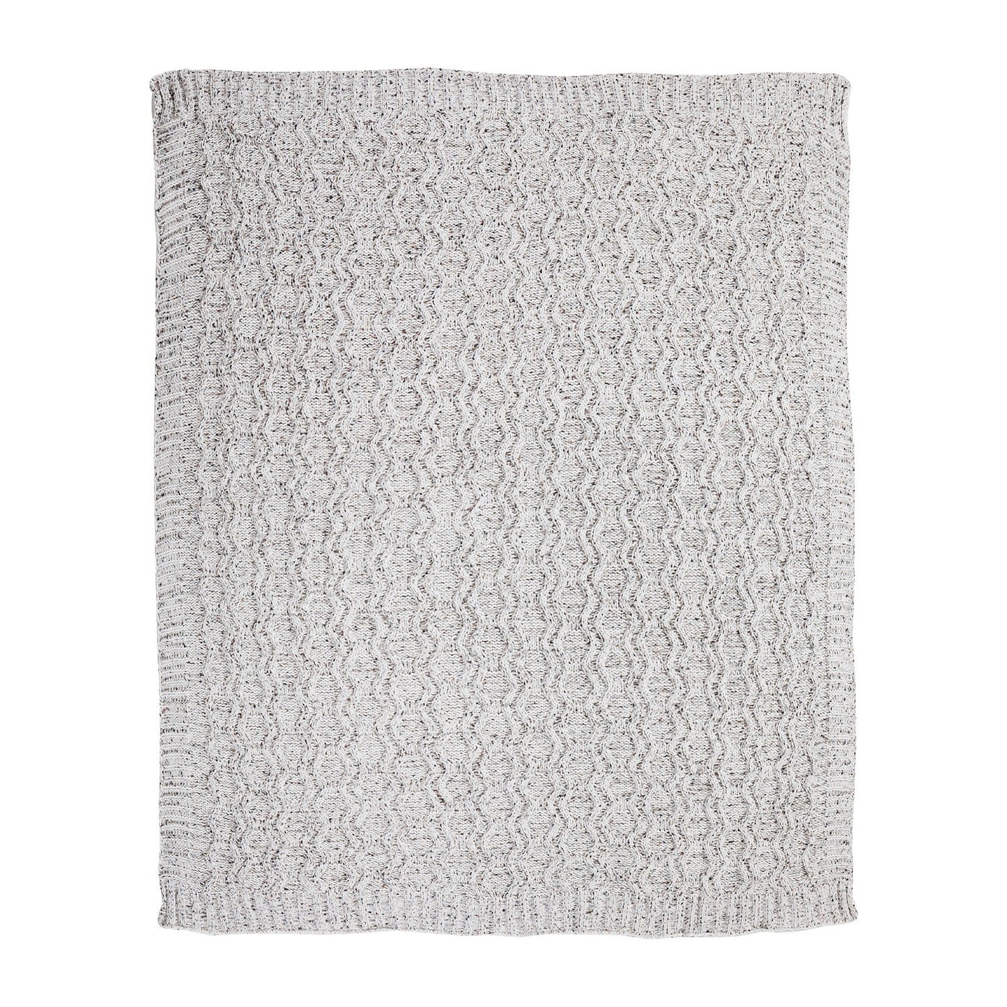 Vanilla Cookie Heather Cable Knit Chenille Blanket