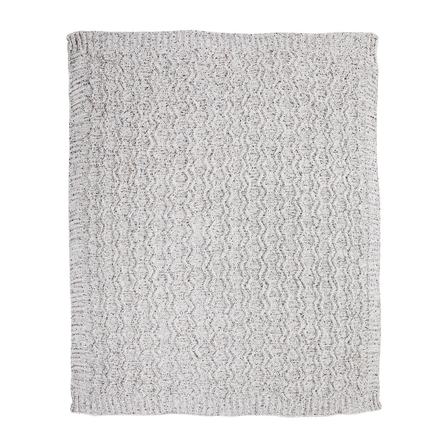 Vanilla Cookie Heather Cable Knit Chenille Blanket