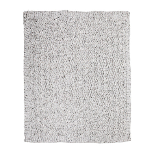 Vanilla Cookie Heather Cable Knit Chenille Blanket