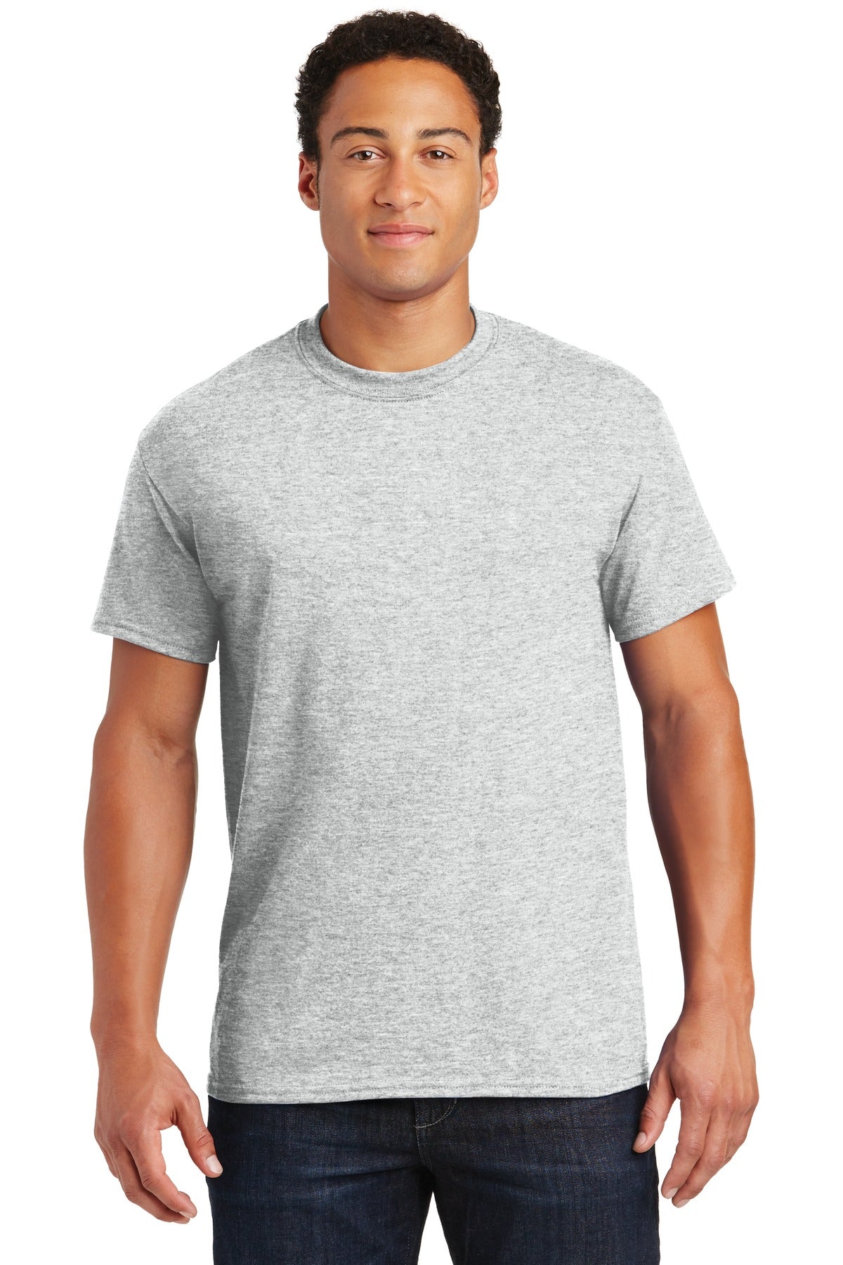 Front View of Ash Gildan DryBlend 50 Cotton/50 Poly T-Shirt. 8000  - S