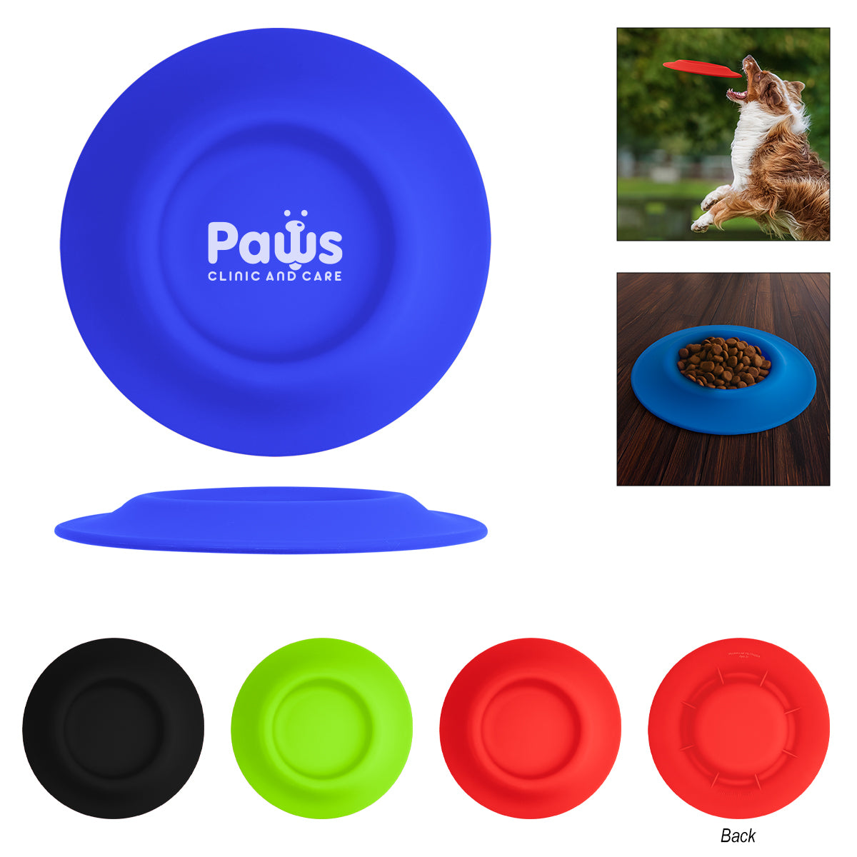 BLACK 2-In-1 Flying Disc Pet Bowl