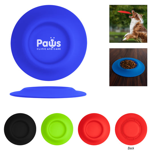 BLACK 2-In-1 Flying Disc Pet Bowl