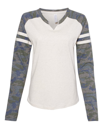 Women's Fine Jersey Mash Up Long Sleeve T-Shirt - 3534