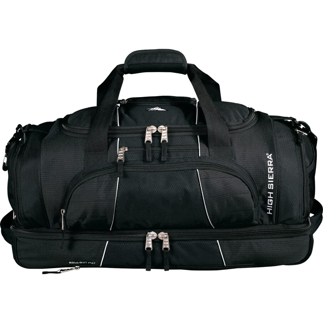 Front View of Black High Sierra® Colossus 26" Drop Bottom Duffel Bag