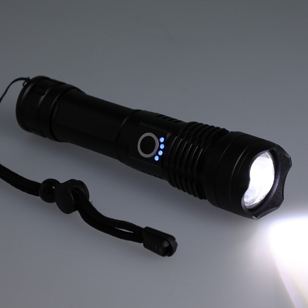 Front View of Black High Sierra Eco 200 Lumen LED Flashlight