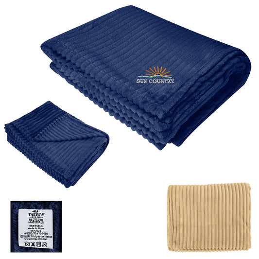 NAVY BLUE Raleigh Recycled Ribbed Flannel Blanket