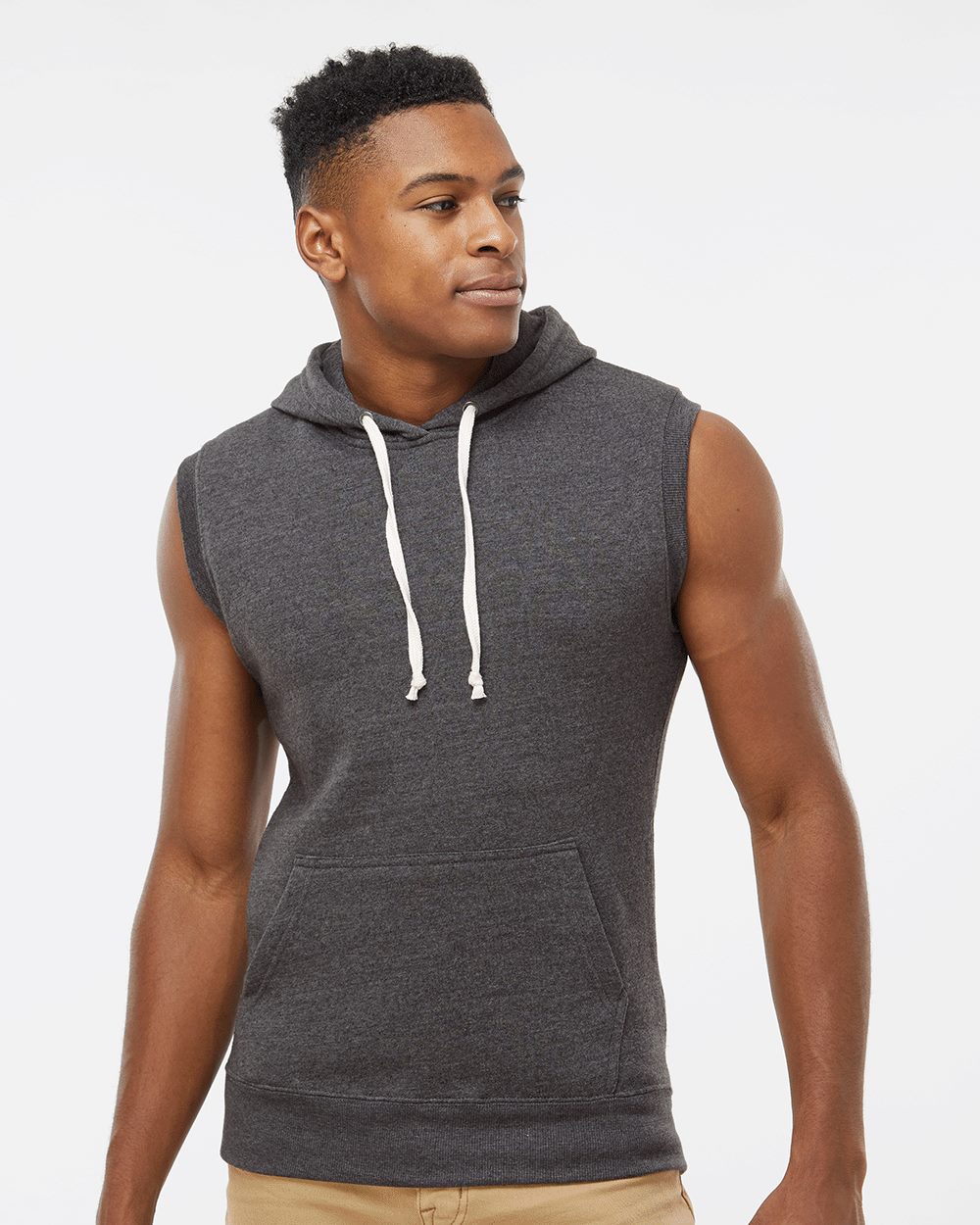 Men's Triblend Sleeveless Hooded Sweatshirt - 8877