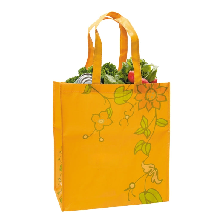 14"W x 15-1/2"H x 6 ½”Gusset - "BRENDA" Non-Woven Full Color Laminated Wrap Carry All Tote