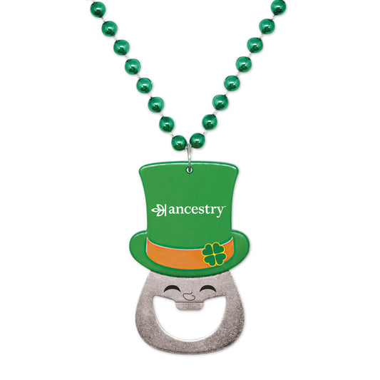 Green Leprechaun Bottle Opener Medallion Beads