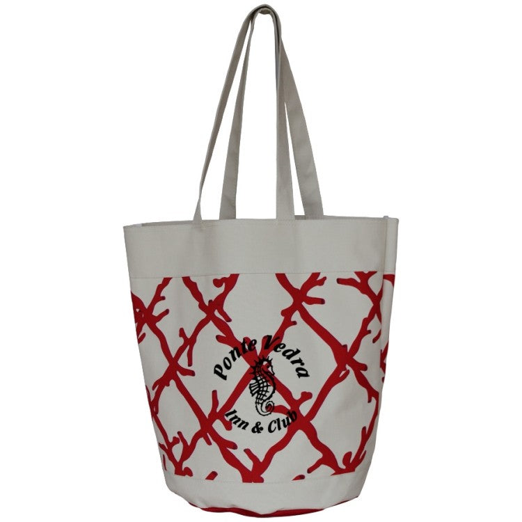 Coral Lattice Tote Bag