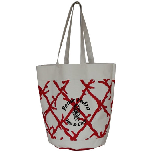 Coral Lattice Tote Bag