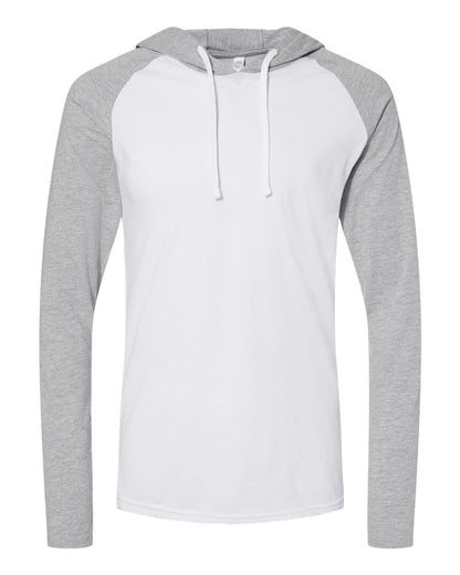 Men's Fine Jersey Hooded Long Sleeve Raglan T-Shirt - 6917