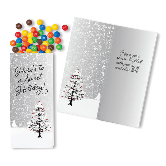 One Color Foil-Stamped Stock Cardinals Sweeter Cards with Candy Coated Chocolate Bitz