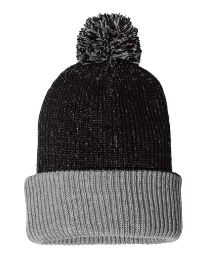 12" Speckled Pom-Pom Cuffed Beanie - SP70