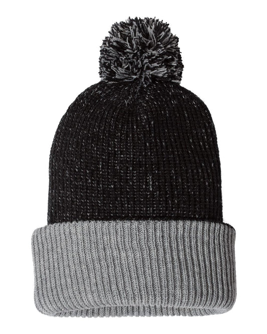 12" Speckled Pom-Pom Cuffed Beanie - SP70
