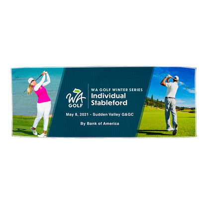 "THE WHITAKER” Full Color Sublimation Recycled RPET Cooling Towel – 12” W x 32” H