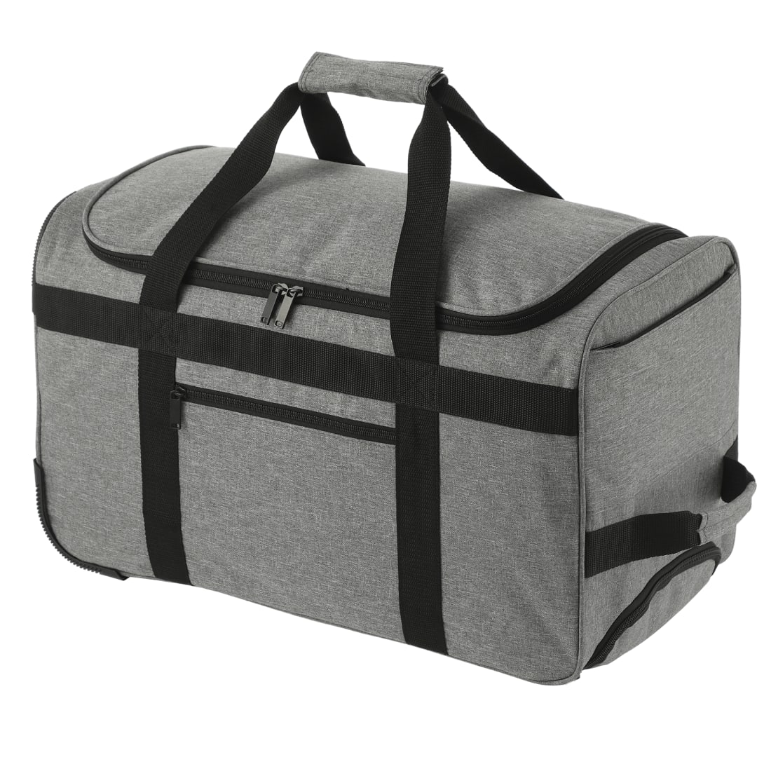 Front View of Gray Graphite Recycled Wheeled Duffel