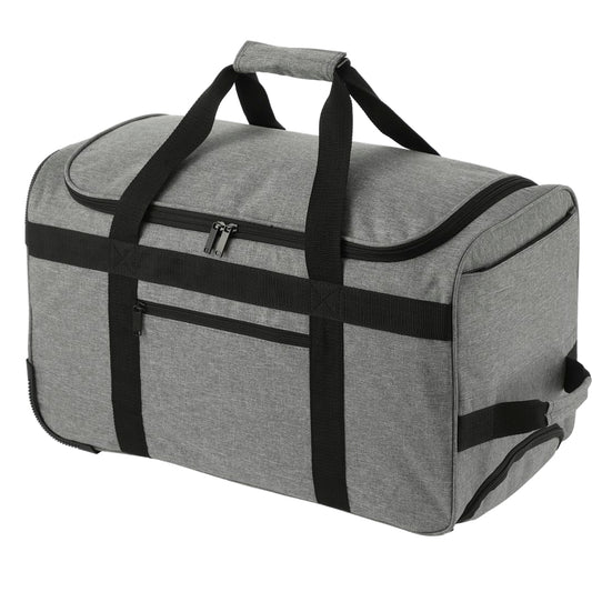Front View of Gray Graphite Recycled Wheeled Duffel