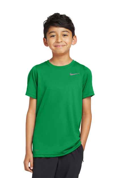 Front View of Apple Green Nike Youth Legend Tee 840178  - XS