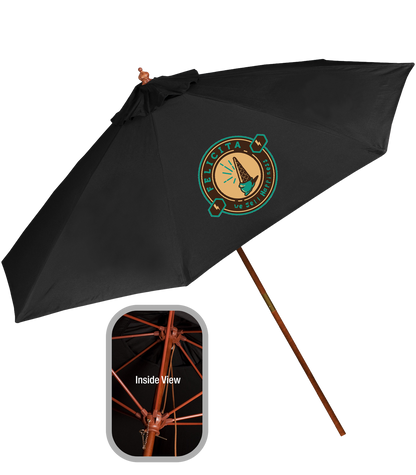 Black 9' Wooden Market Umbrella