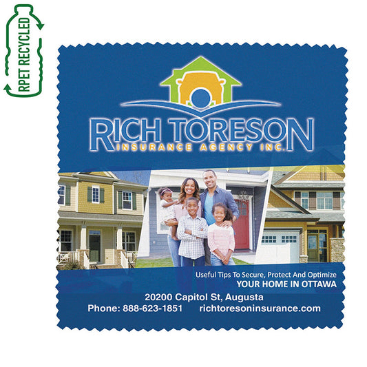 6" X 6" - "CHAMAREL L" Recycled RPET Full Color Import Air Ship Microfiber Cloth & Screen Cleaner